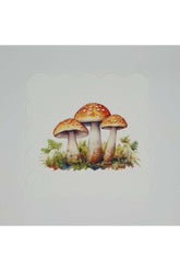 Sonbahar Mantar Desenli Dijital Baskılı Lazer Kesimli Kokteyl Peçetesi